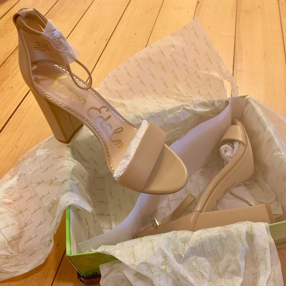 Sam Edelman Yaro Heels, Classic Nude Leather